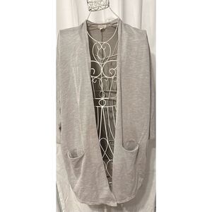 Nice DONNI. Womens Gray Striped Cardigan Rib Sweater Topper w/Pockets 3/4 Sleeve